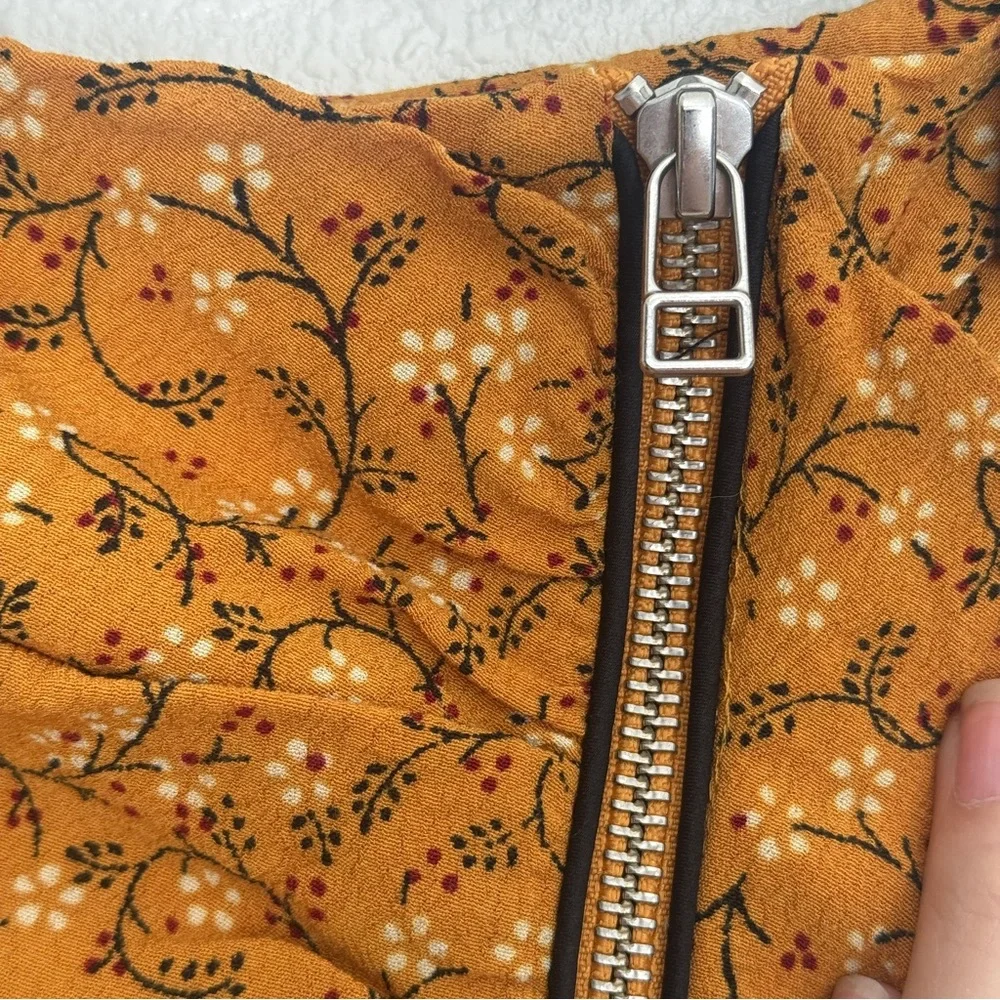 Veronica Beard Size 4 Spencer Mustard Yellow Ditsy Floral Ruched Mini Skirt - Picture 8 of 12